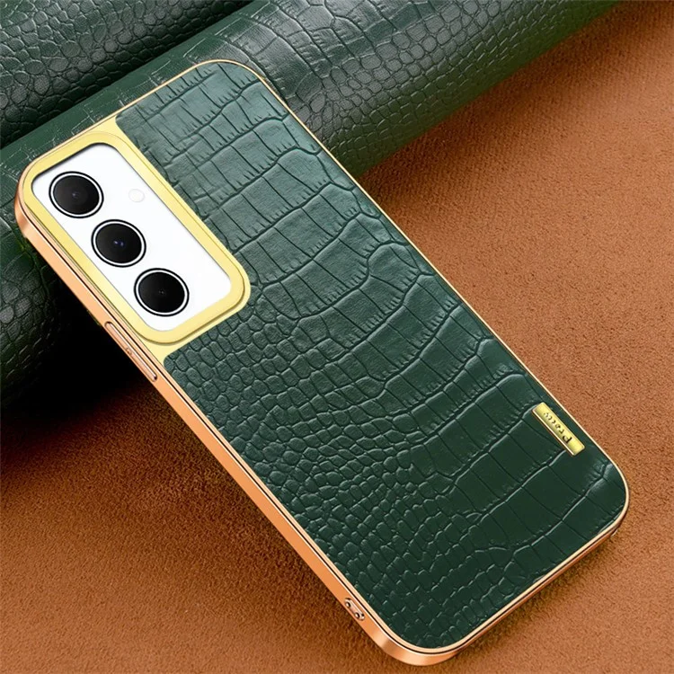 Für Samsung Galaxy A35 5G Case 6D Elektroplattierung Smartphone Krokodilleder Textur Abdeckung - Grün