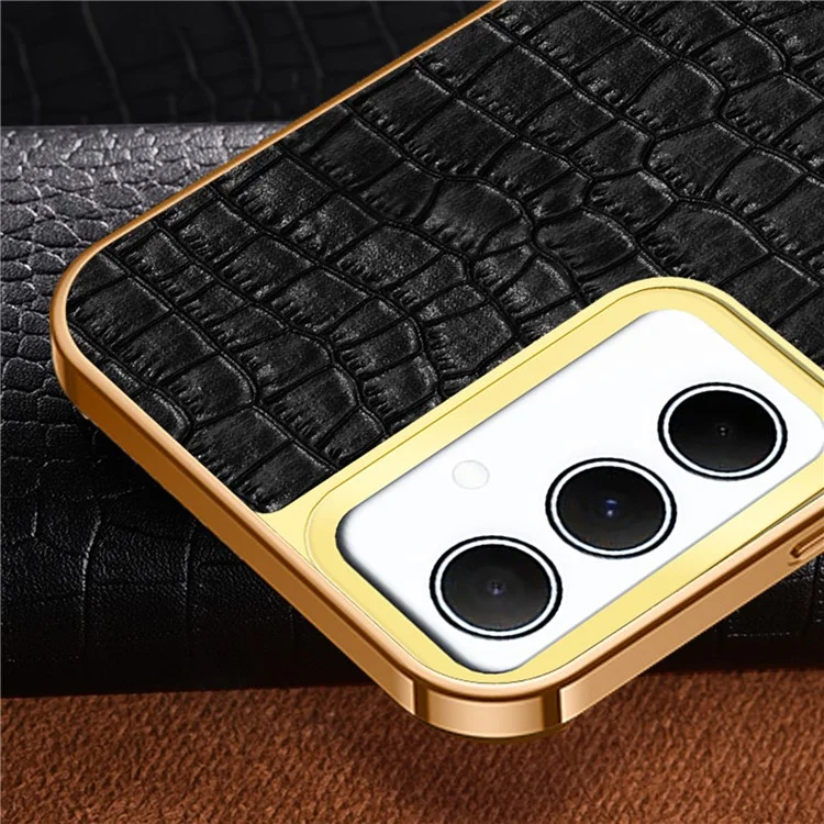 Für Samsung Galaxy A35 5G Case 6D Elektroplattierung Smartphone Krokodilleder Textur Abdeckung - Grün