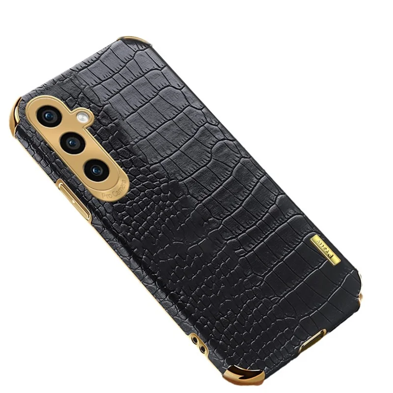 For Samsung Galaxy A25 5G (Global) (161.0 x 76.5 x 8.3mm) Cell Phone Case Crocodile Texture Electroplating Cover - Black