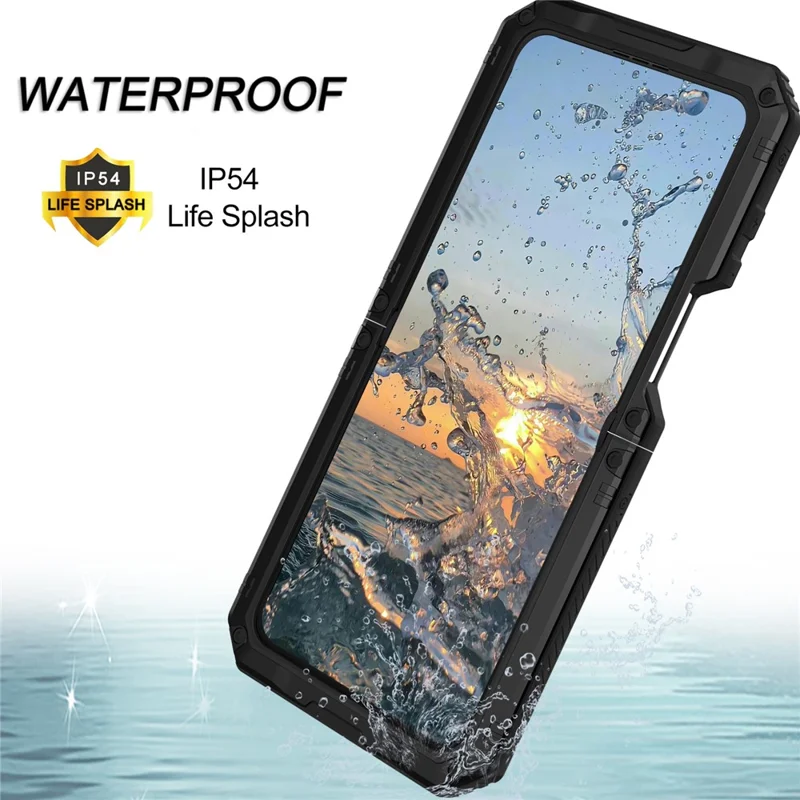 For Samsung Galaxy Z Flip5 5G Shockproof Case Aluminium Alloy + Silicone Kickstand Phone Cover - Black