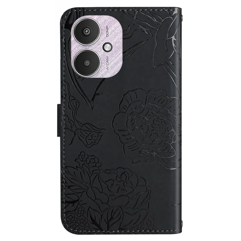 HT03 per Xiaomi Redmi 13C 4G / 5G / 13R 5G / Poco M6 5G / Poco C65 4G Custodia in pelle con cinturino - Nero