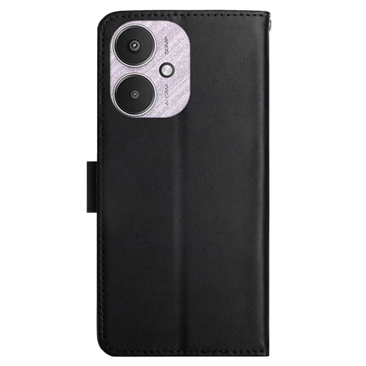 HT02 для Xiaomi Redmi 13C 4G / 5G / 13R 5G / Poco M6 5G / Poco C65 4G Чехол-бумажник из натуральной кожи - Черный