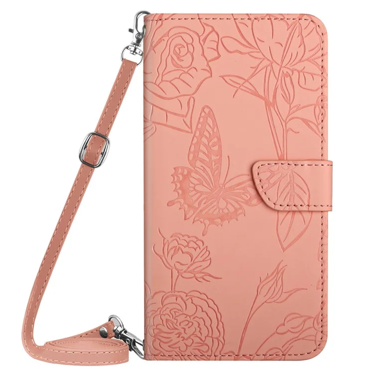 HT03 For Xiaomi Redmi 13C 4G / 5G / 13R 5G / Poco M6 5G / Poco C65 4G Crossbody Leather Case Phone Wallet Stand - Pink