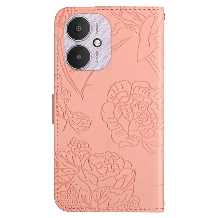 HT03 For Xiaomi Redmi 13C 4G / 5G / 13R 5G / Poco M6 5G / Poco C65 4G Crossbody Leather Case Phone Wallet Stand - Pink