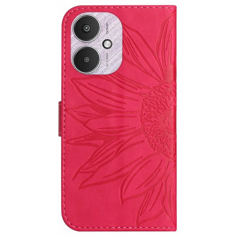 HT04 For Xiaomi Redmi 13C 4G / 5G / 13R 5G / Poco M6 5G / Poco C65 4G Crossbody Phone Leather Case Sunflower Pattern - Rose