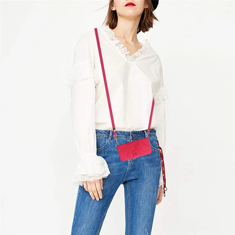 HT04 For Xiaomi Redmi 13C 4G / 5G / 13R 5G / Poco M6 5G / Poco C65 4G Crossbody Phone Leather Case Sunflower Pattern - Rose