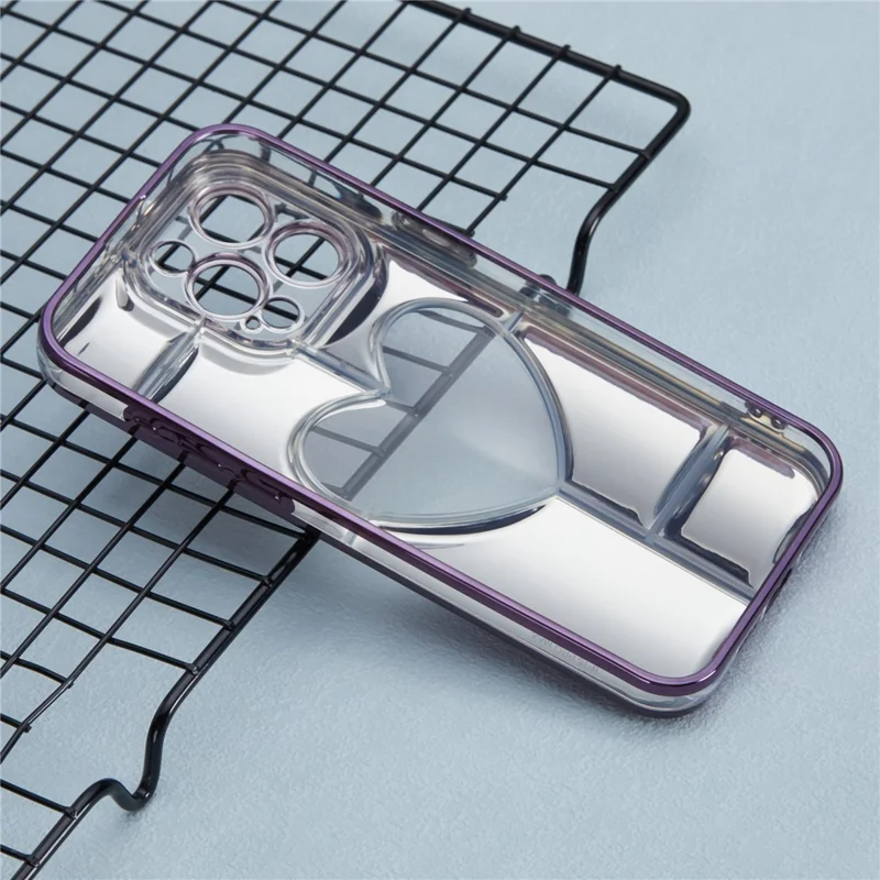 MNS Series for iPhone 15 Pro Max TPU Phone Case 3D Heart Precise Lens Protection - Dark Purple