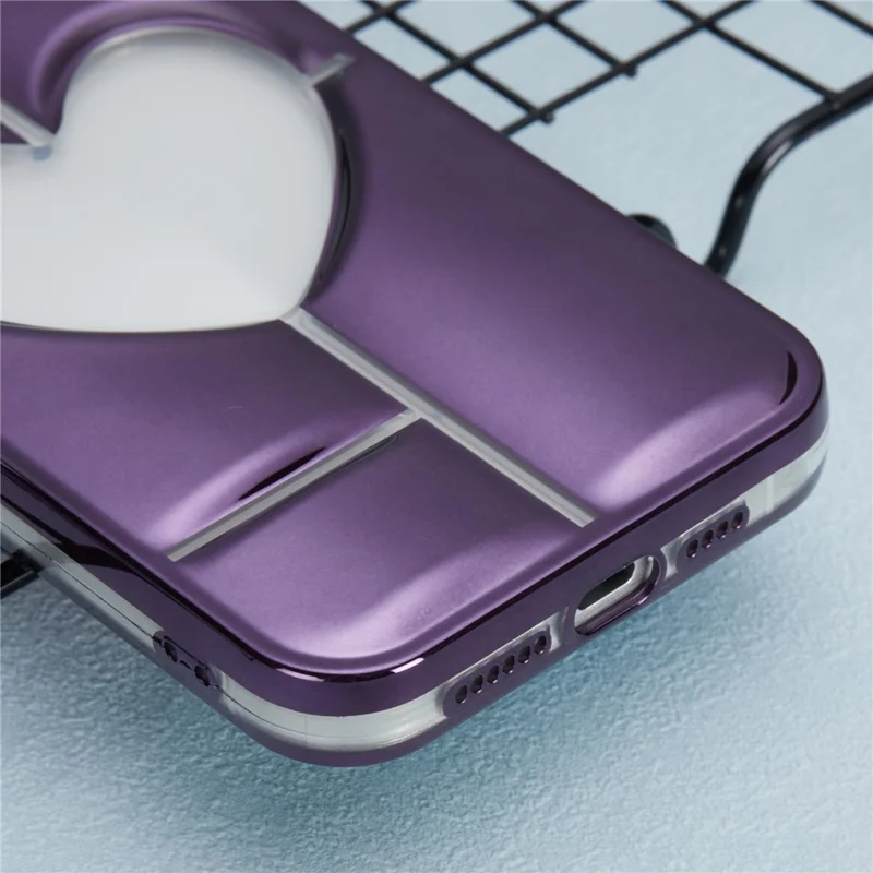 MNS Series for iPhone 15 Pro Max TPU Phone Case 3D Heart Precise Lens Protection - Dark Purple