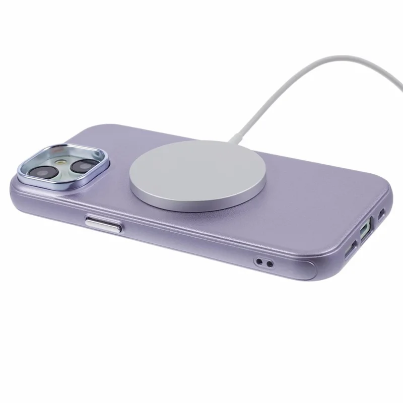 For iPhone 14 / 13 Case Compatible with MagSafe Leather+PC Shockproof Phone Cover - Purple