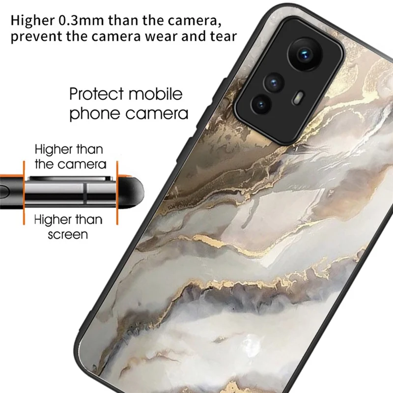 For Xiaomi Redmi Note 12S 4G Tempered Glass Back Case Anti-Scratch Phone Cover Pattern Printed - Alchemical Marble