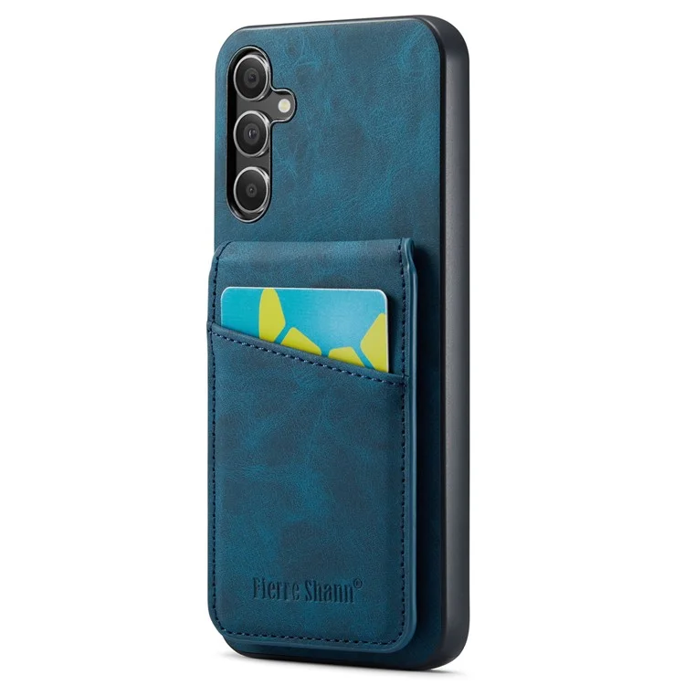 Fierre Shann Pour Samsung Galaxy A15 4G / Case de Téléphone Portable 5G pu + Tpu Crazy Horse Texture Cover - Bleu