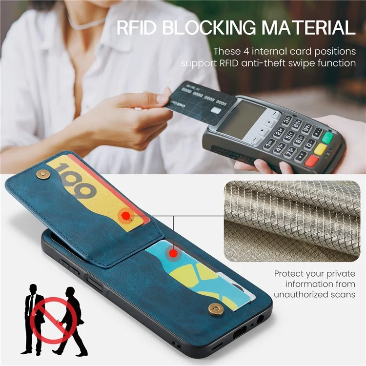 FIERRE SHANN pour Samsung Galaxy A15 4G / 5G Étui de téléphone portable PU+TPU Texture de cheval fou - Bleu