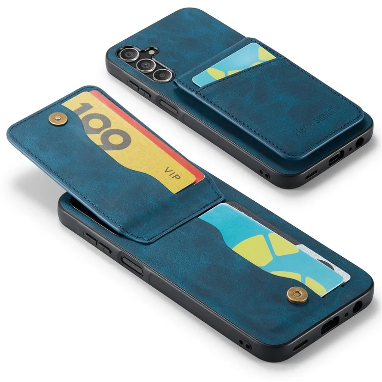 FIERRE SHANN pour Samsung Galaxy A15 4G / 5G Étui de téléphone portable PU+TPU Texture de cheval fou - Bleu