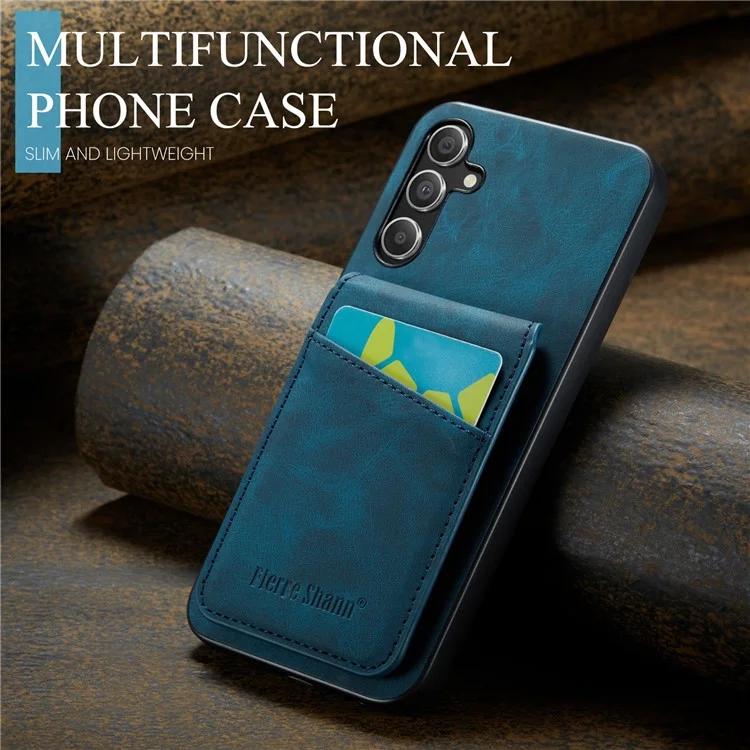 FIERRE SHANN pour Samsung Galaxy A15 4G / 5G Étui de téléphone portable PU+TPU Texture de cheval fou - Bleu