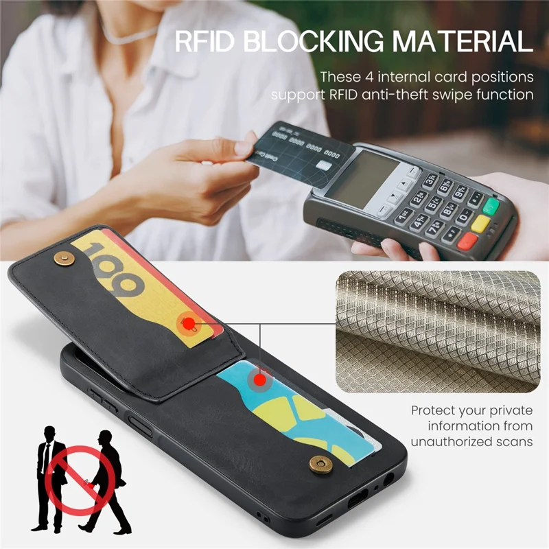 FIERRE SHANN For Samsung Galaxy A24 4G (162.1 x 77.6 x 8.3mm) Case PU+TPU Crazy Horse Texture Cellphone Cover - Black