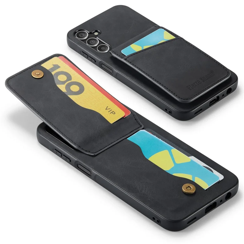 FIERRE SHANN For Samsung Galaxy A24 4G (162.1 x 77.6 x 8.3mm) Case PU+TPU Crazy Horse Texture Cellphone Cover - Black