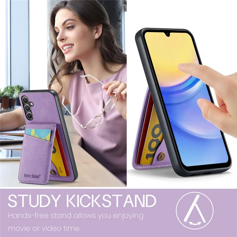 FIERRE SHANN Para Samsung Galaxy A13 5G Case de Telefone Slots de Cartão PU+TPU Capa Traseira - Roxo