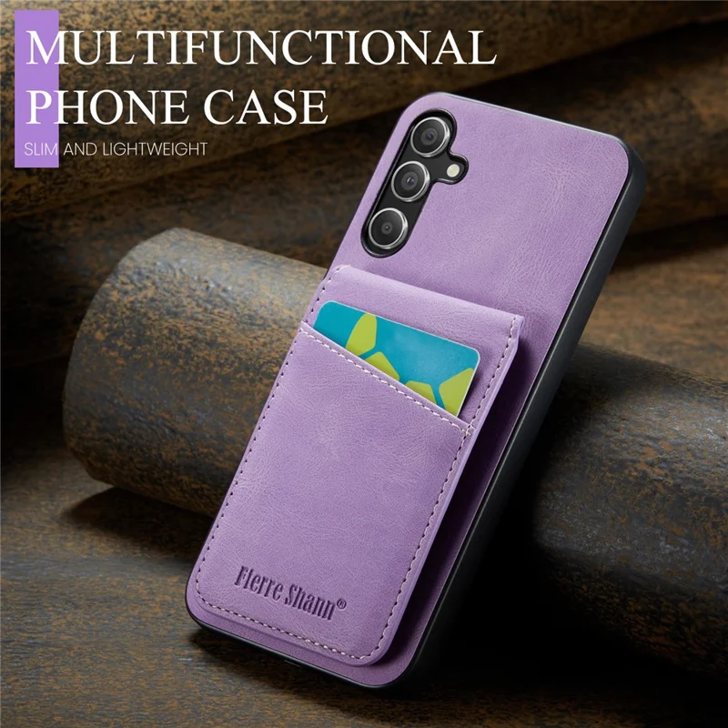 FIERRE SHANN Para Samsung Galaxy A13 5G Case de Telefone Slots de Cartão PU+TPU Capa Traseira - Roxo