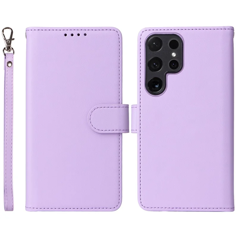 For Samsung Galaxy S24 Ultra Magnetic Case BETOPNICE Detachable PU Leather Phone Cover with Strap - Purple