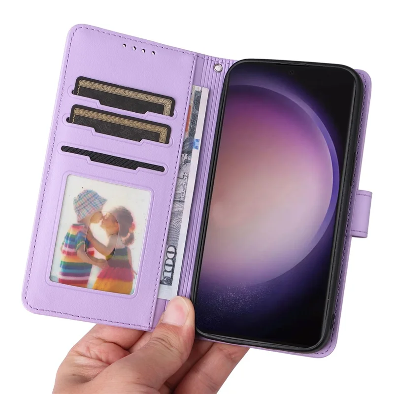 For Samsung Galaxy S24 Ultra Magnetic Case BETOPNICE Detachable PU Leather Phone Cover with Strap - Purple
