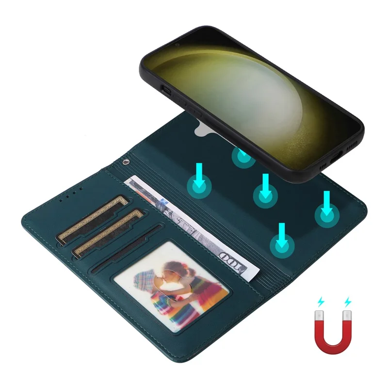 For Samsung Galaxy S24+ Magnetic Case BETOPNICE Detachable PU Leather Phone Cover with Strap - Blue
