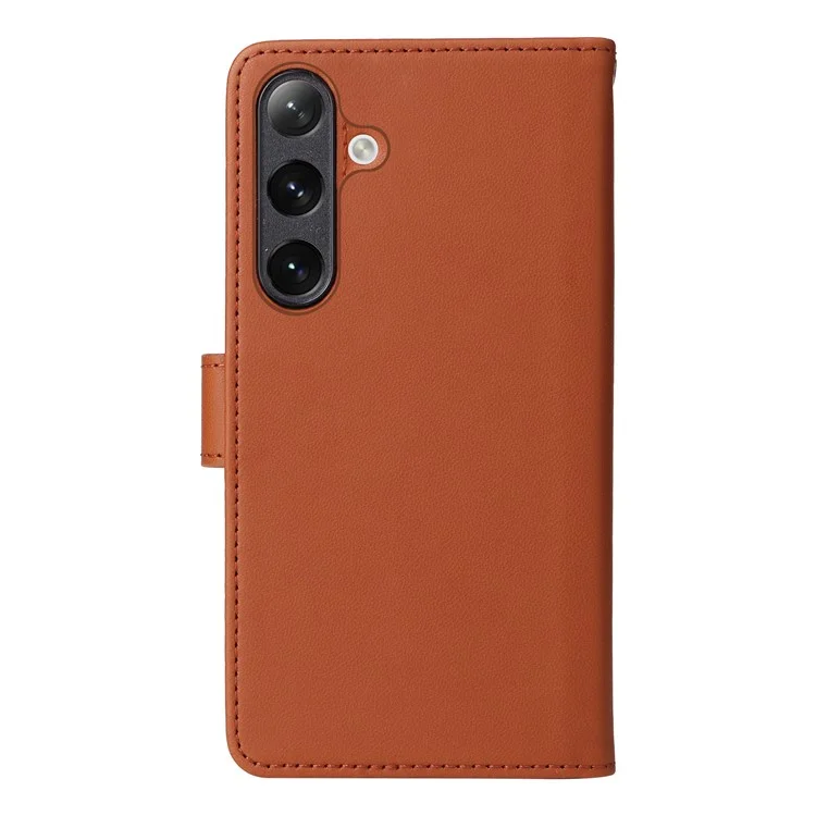 For Samsung Galaxy S24 Magnetic Case BETOPNICE Detachable PU Leather Phone Cover with Strap - Brown