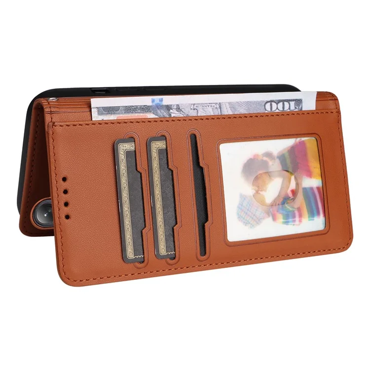 For Samsung Galaxy S24 Magnetic Case BETOPNICE Detachable PU Leather Phone Cover with Strap - Brown
