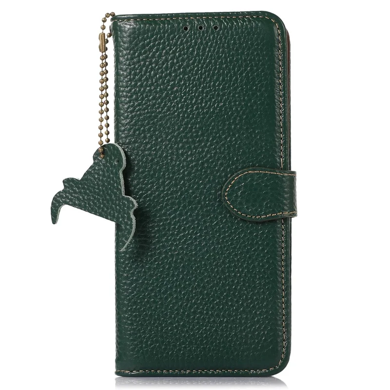 Pour Samsung Galaxy Xcover7 RFID Blocking Phone Case Genuine Cow Leather Cover - Vert