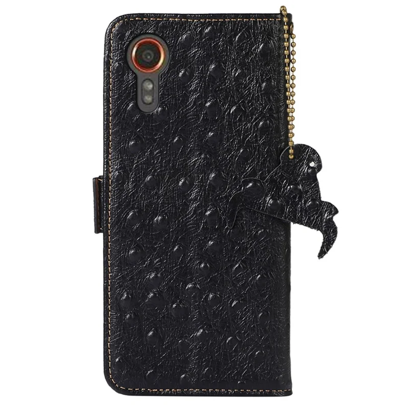 Para Samsung Galaxy Xcover7 Genuine Cow Leather Case RFID Blocking Wallet Cover - Negro