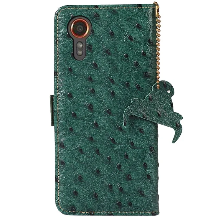 For Samsung Galaxy Xcover7 Genuine Cow Leather Case RFID Blocking Wallet Cover - Green