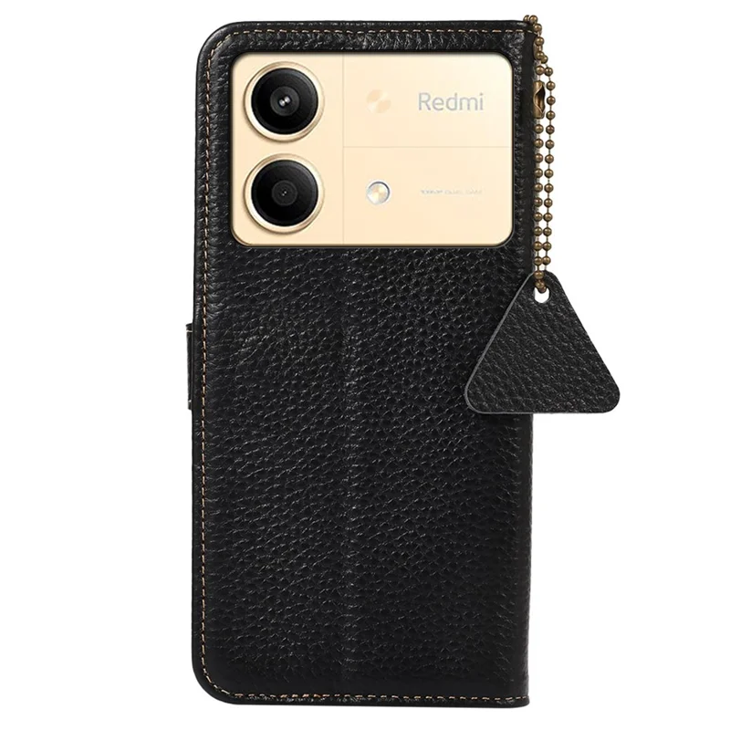 Para Xiaomi Redmi Note 13R Pro 5G Genuíno Caso de Telefone de Couro de Vaca com Slots de Cartão - Preto