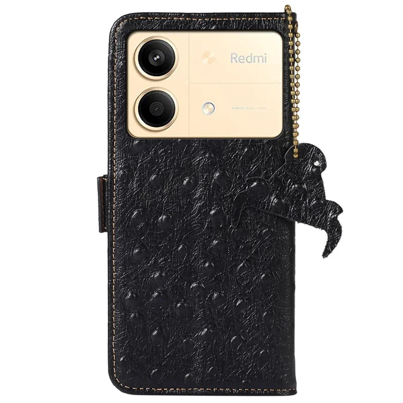 Pour Xiaomi Redmi Note 13R Pro 5G Wallet Case RFID Blocking Genuine Cow Leather Cover - Black