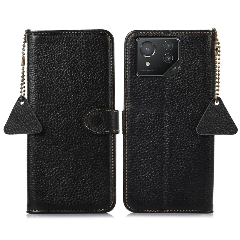 Para Asus ROG Phone 8 5G / Phone 8 Pro 5G Litchi Texture Phone Case RFID Blocking Wallet Phone Cover - Black