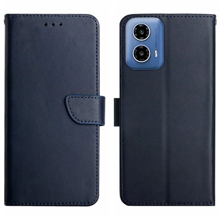 HT02 Per Motorola Moto G45 5G / G34 5G Custodia Wallet in Pelle di Vitello Nappa Texture - Blu