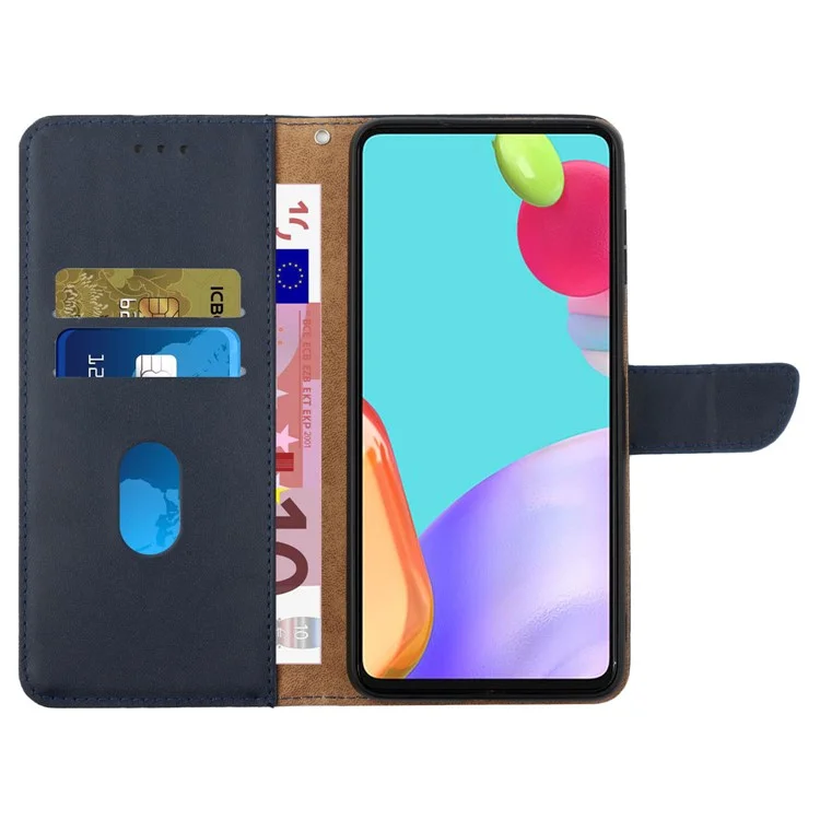HT02 Per Motorola Moto G45 5G / G34 5G Custodia Wallet in Pelle di Vitello Nappa Texture - Blu