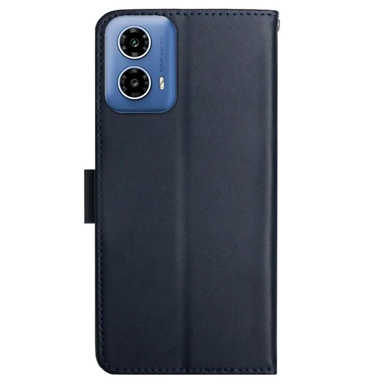 HT02 Per Motorola Moto G45 5G / G34 5G Custodia Wallet in Pelle di Vitello Nappa Texture - Blu
