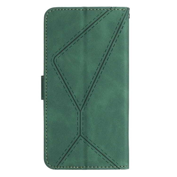 HT05 For Motorola Moto G45 5G / G34 5G Case Skin-Touch Leather Imprinted Lines Phone Cover - Green