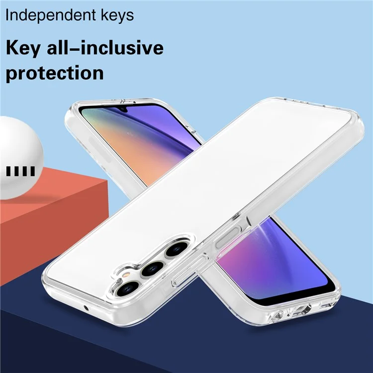 For Samsung Galaxy A35 5G Clear Case Hard PC + Soft TPU Anti-Scratch Phone Cover - Transparent