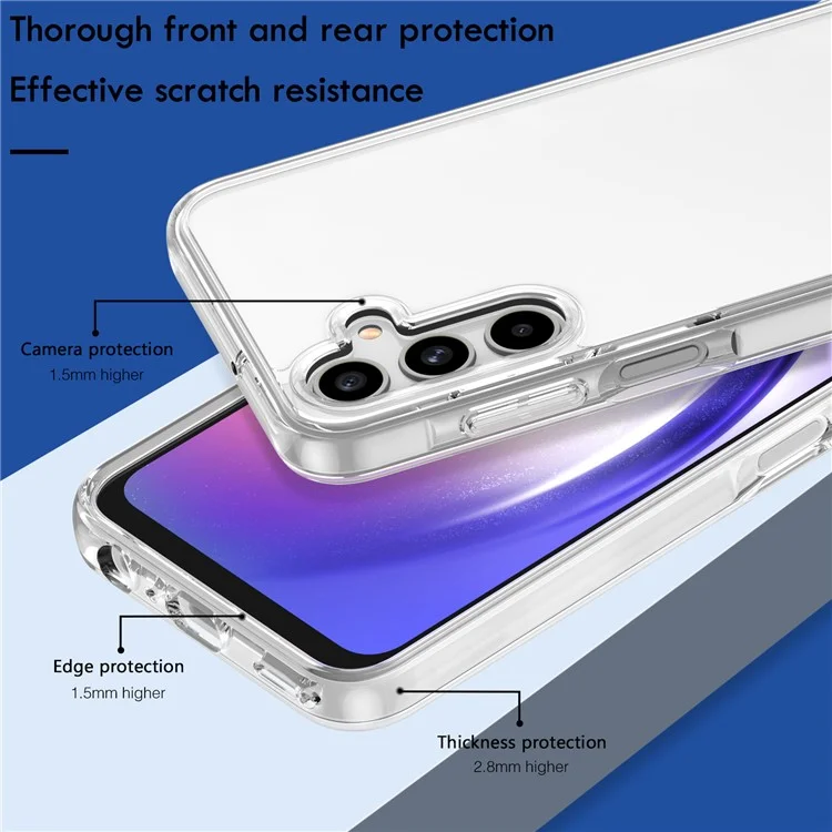 For Samsung Galaxy A35 5G Clear Case Hard PC + Soft TPU Anti-Scratch Phone Cover - Transparent