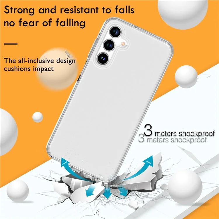 For Samsung Galaxy A35 5G Clear Case Hard PC + Soft TPU Anti-Scratch Phone Cover - Transparent