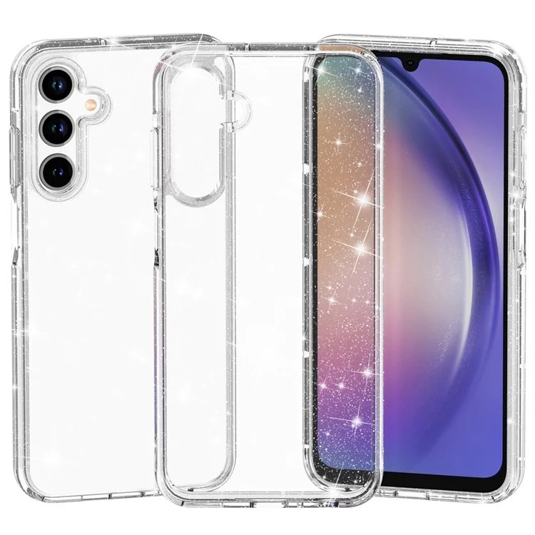 Für Samsung Galaxy A35 5G Case PC+TPU Anti-Kratzer Glitzer Handy Hülle - Weiß