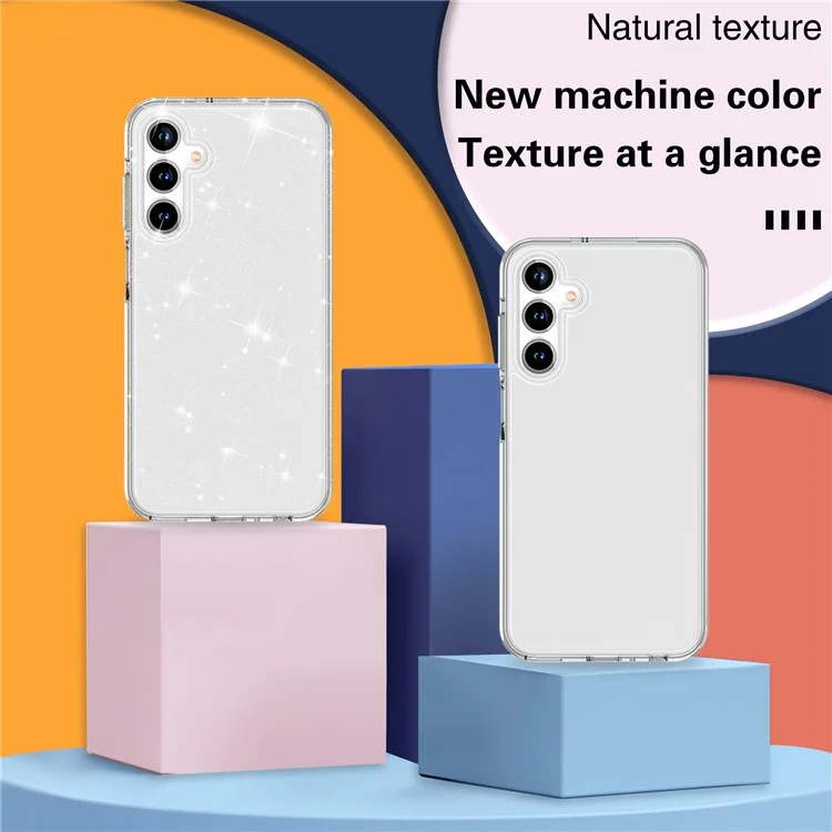 Für Samsung Galaxy A35 5G Case PC+TPU Anti-Kratzer Glitzer Handy Hülle - Weiß
