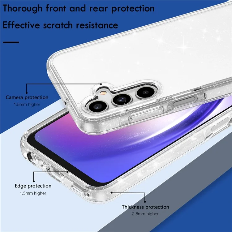 Für Samsung Galaxy A35 5G Case PC+TPU Anti-Kratzer Glitzer Handy Hülle - Weiß