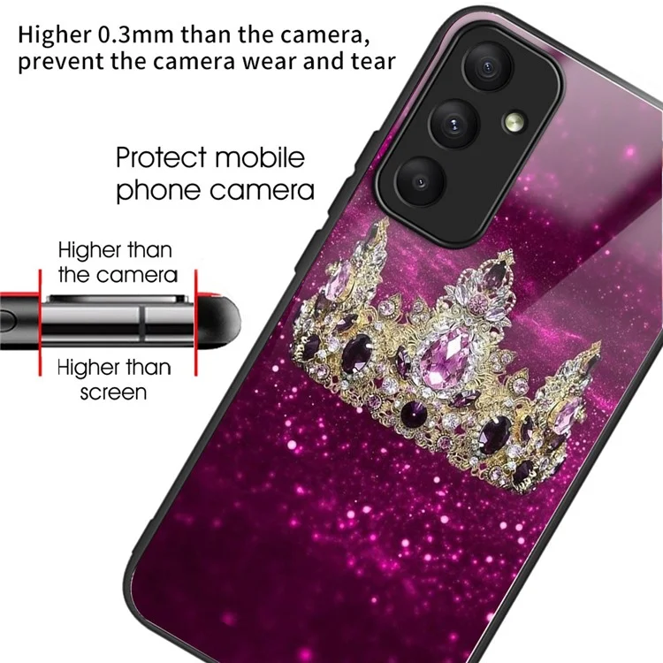 Para Samsung Galaxy A35 5G Tempered Glass Phone Case Pattern Drop Protection - Colunas Crown