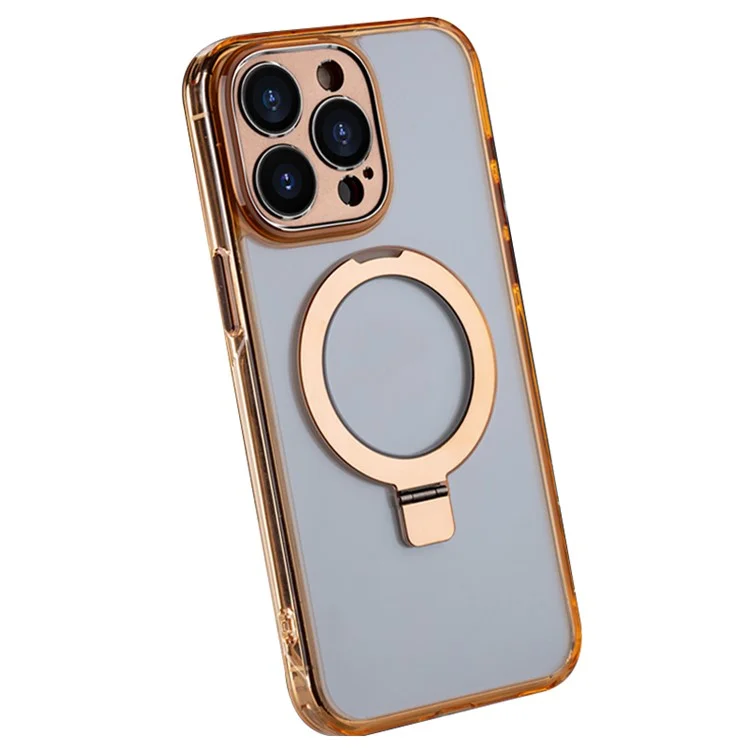 Per iPhone 15 Pro Custodia Slim Compatibile con MagSafe Supporto Kickstand TPU+PC Custodia Telefonica - Arancione