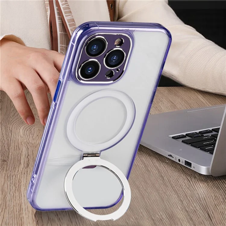 Per iPhone 15 Pro Custodia Slim Compatibile con MagSafe Supporto Kickstand TPU+PC Custodia Telefonica - Arancione