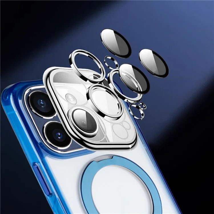 Per iPhone 15 Pro Custodia Slim Compatibile con MagSafe Supporto Kickstand TPU+PC Custodia Telefonica - Arancione