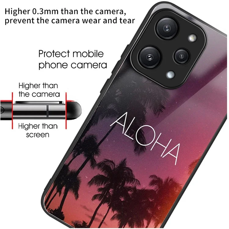 Для чехла Xiaomi Redmi 12 5G (глобальная версия) / Poco M6 Pro 5G - TPU-рама, закаленное стеклянное задняя крышка - ALOHA