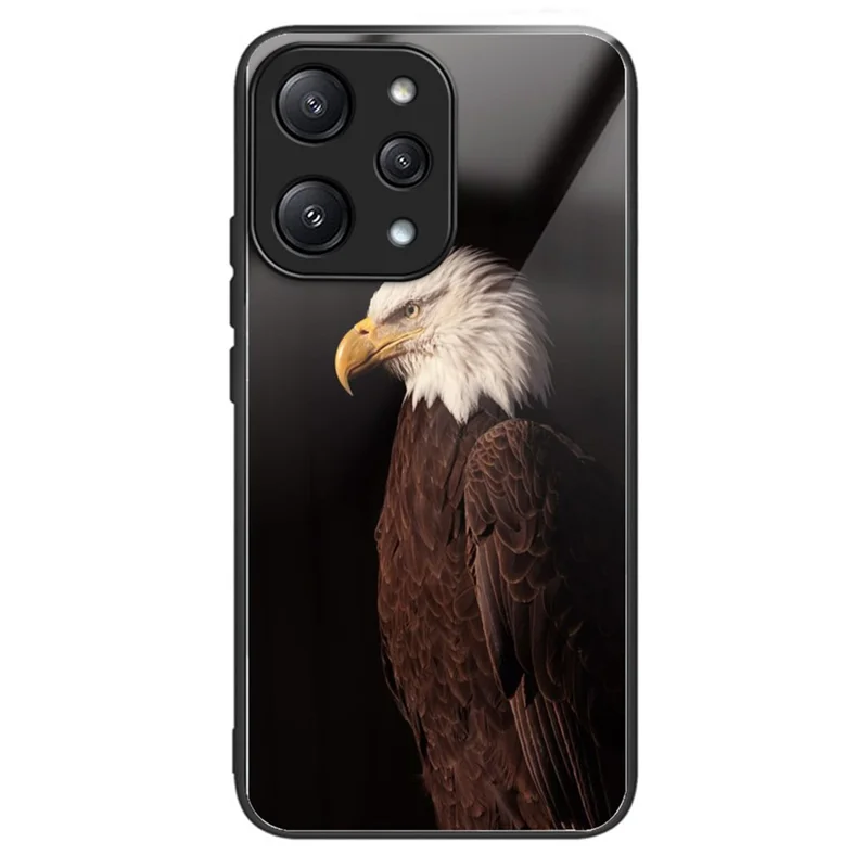 Per Xiaomi Redmi 12 5G (Global) / Poco M6 Pro 5G Custodia per telefono Caso TPU Frame Custodia posteriore in vetro temperato - Aquila