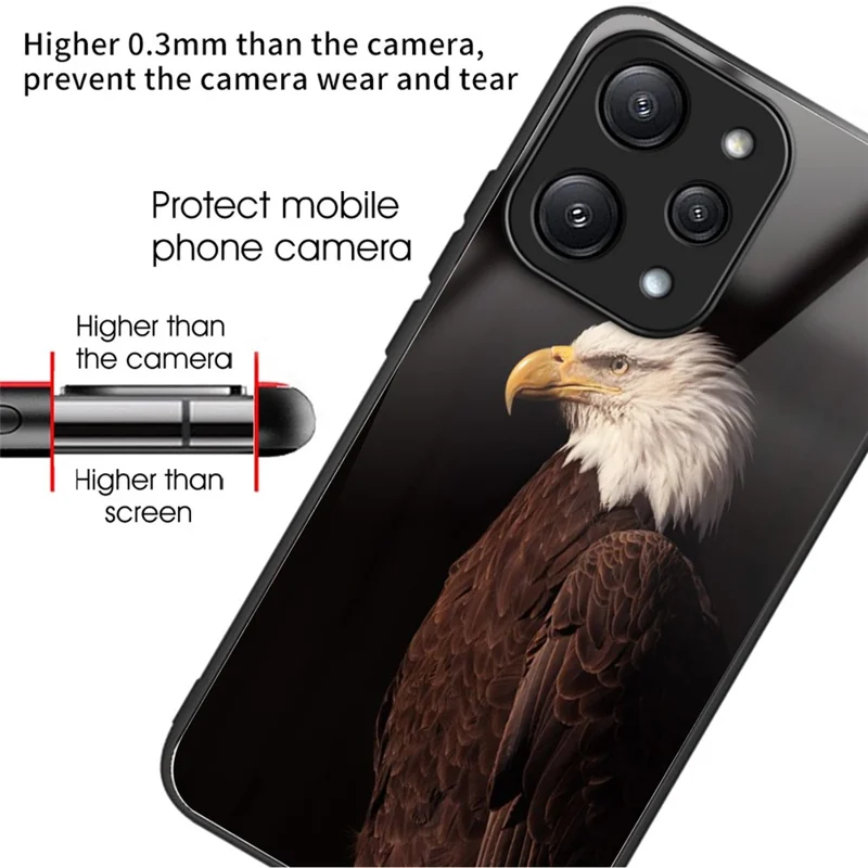 Per Xiaomi Redmi 12 5G (Global) / Poco M6 Pro 5G Custodia per telefono Caso TPU Frame Custodia posteriore in vetro temperato - Aquila